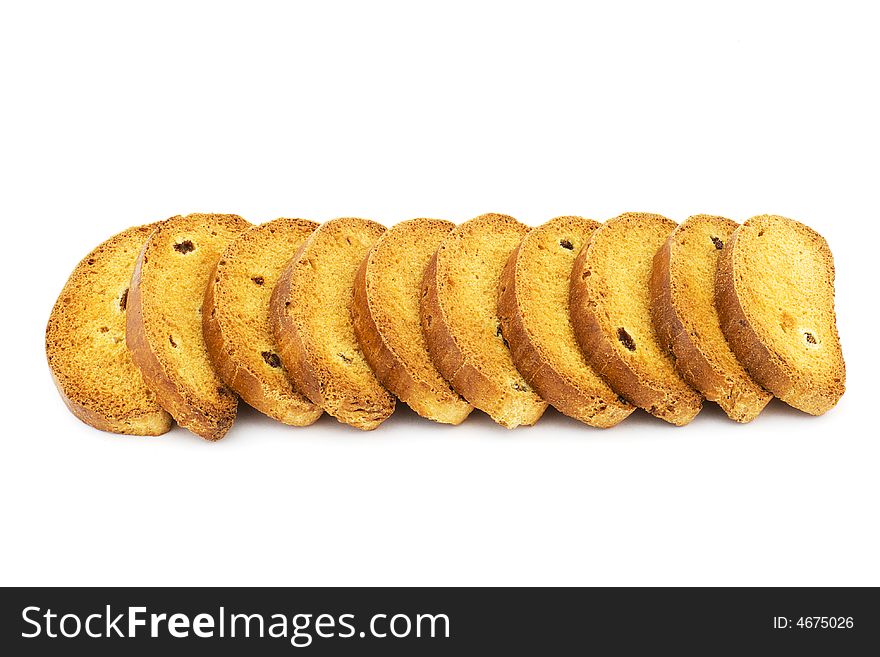 Isolated photo of several crispy and tasty crackers