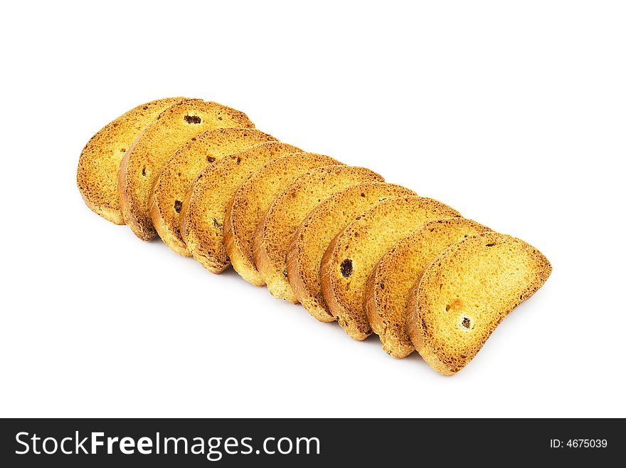 Isolated photo of several crispy and tasty crackers. Isolated photo of several crispy and tasty crackers