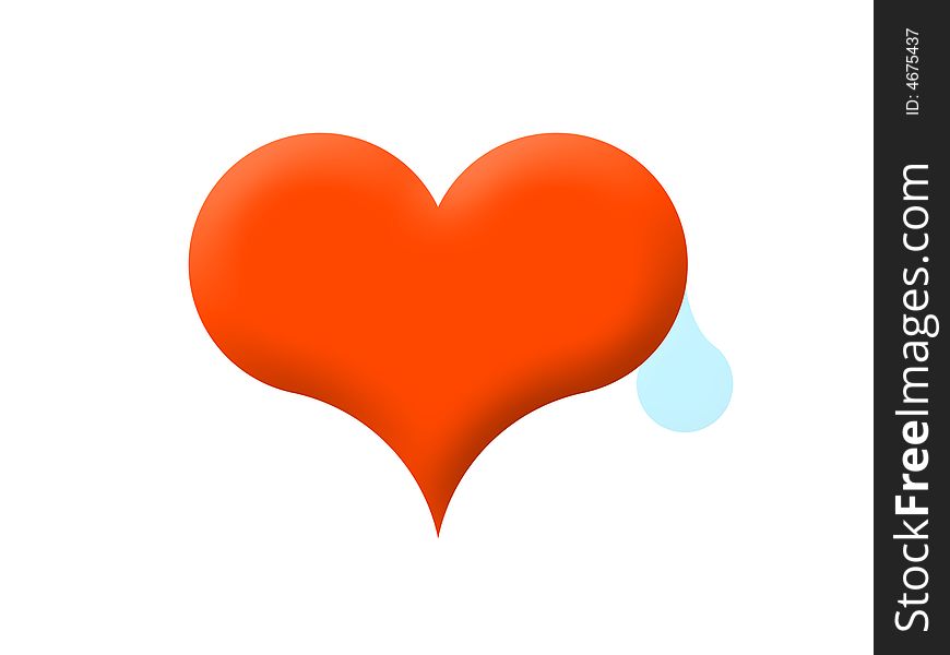 Heart and tears on a white background