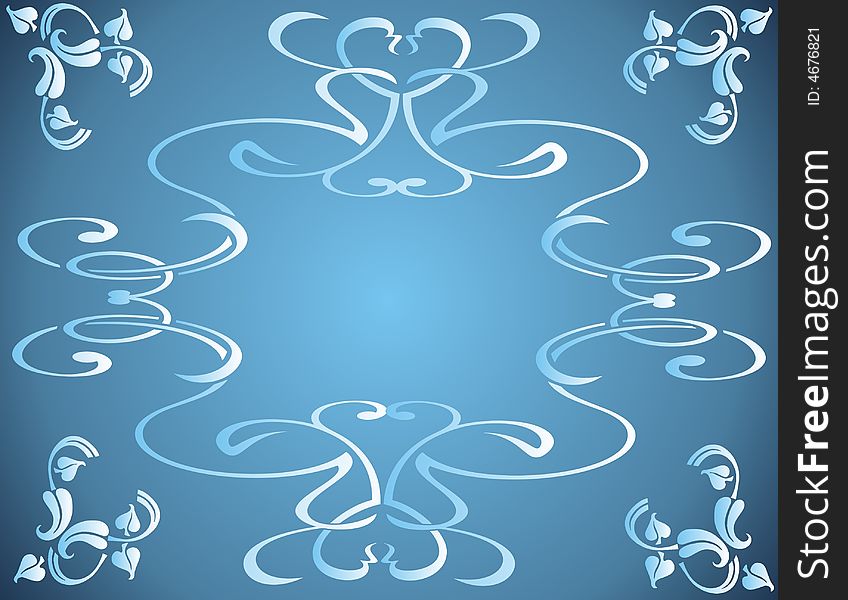 Blue and white floral background -  illustration. Blue and white floral background -  illustration