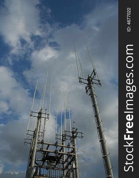 Large antennas pointing to the sky