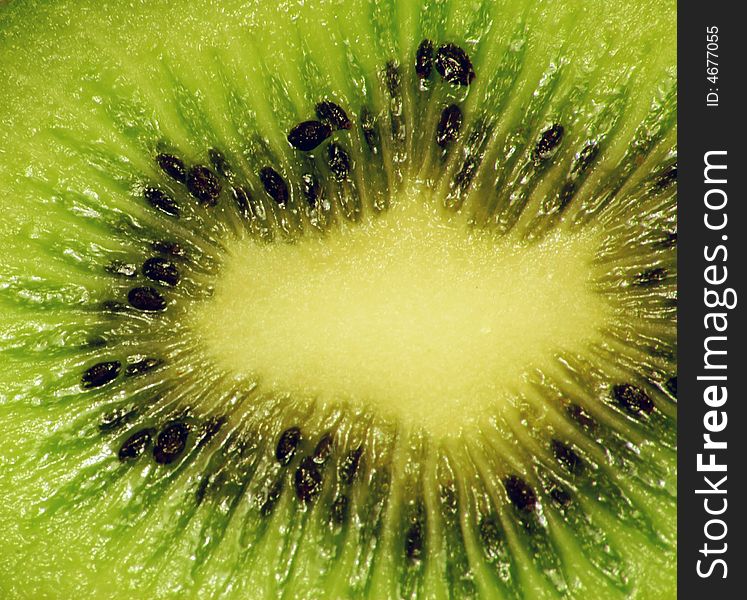 Green fresh juicy south fruit kiwi, big zoom