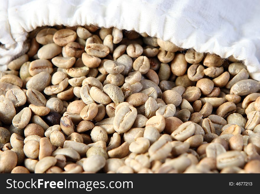 Close-up of green fresh coffee beans. Close-up of green fresh coffee beans