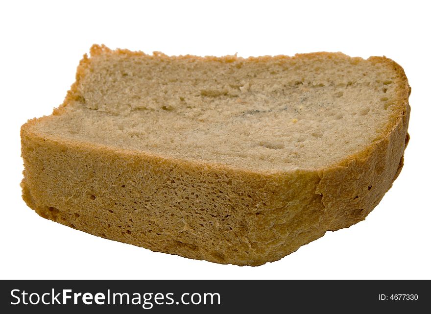Piece of bread on a white background. Photo.