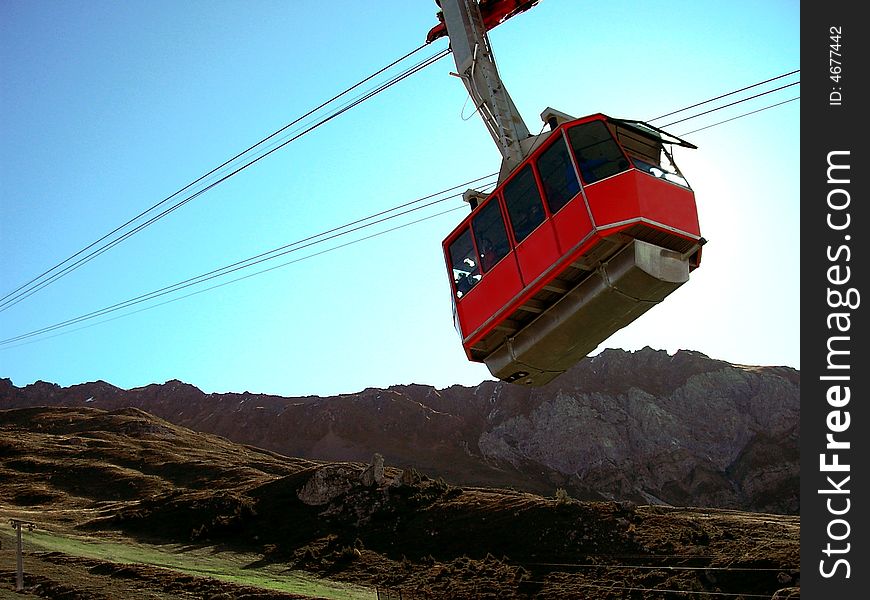 Cable car come on the mountain in switzerland