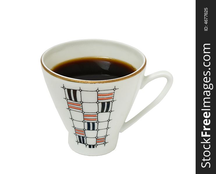 Coffee in a cup on a white background. Photo. Coffee in a cup on a white background. Photo.