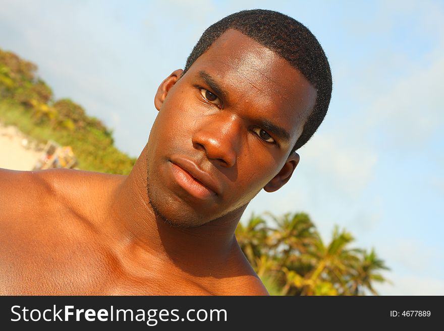 Headshot of a young african american male. Headshot of a young african american male
