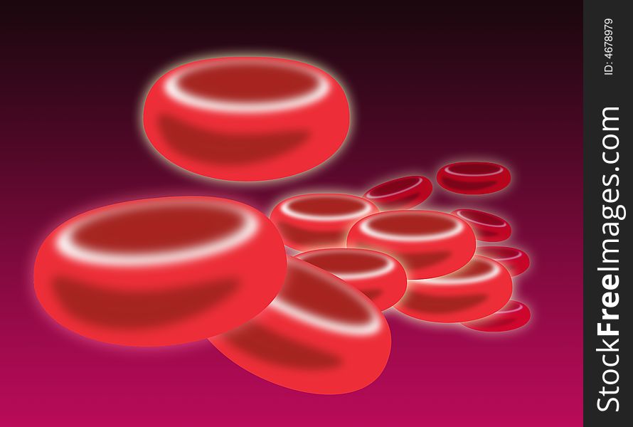 Blood cells flowing