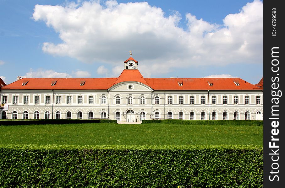 Park in Nymphenburg Castle in Munich on a sunny afternoon