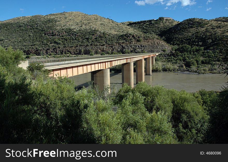 A narrow bridge over a river in South Africa. A narrow bridge over a river in South Africa.