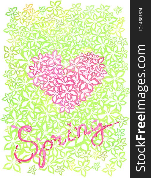 A floral background design with heart-shaped blooms. A floral background design with heart-shaped blooms.