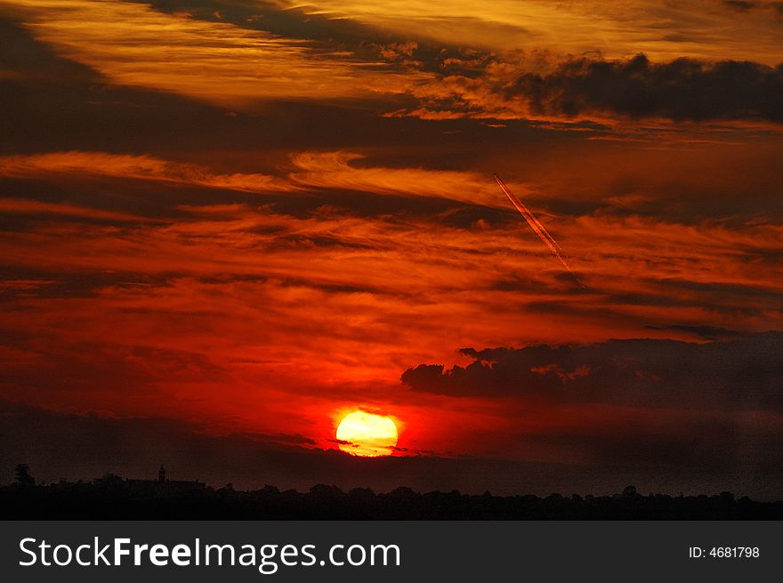 Sunset and Jet plane