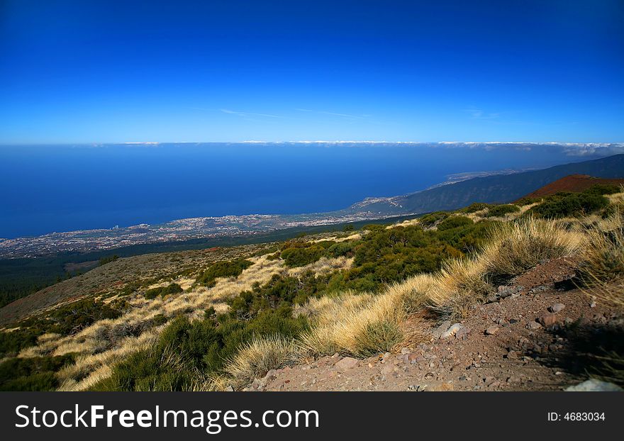 A view of  the Tenerife north coastline with Puerto De La Cruz.