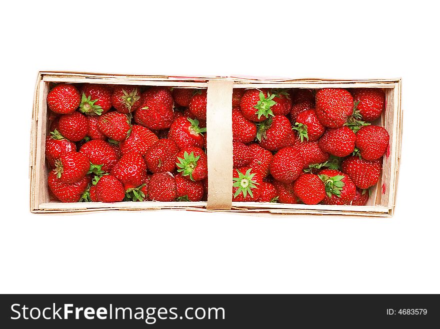 Strawberry basket on white background. Strawberry basket on white background