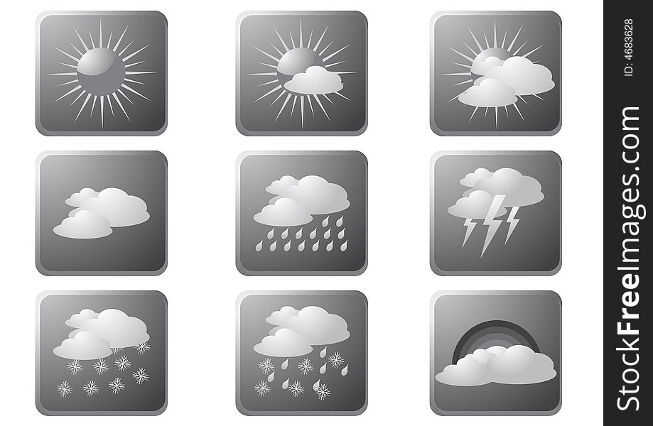 Modern gray weather buttons isolated on white background. Modern gray weather buttons isolated on white background