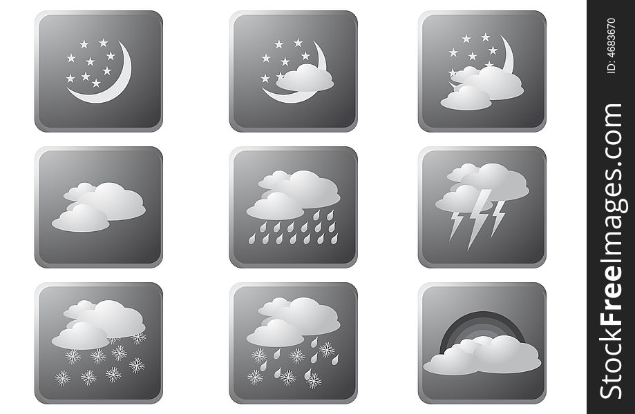 Modern night gray weather buttons isolated on whit background. Modern night gray weather buttons isolated on whit background