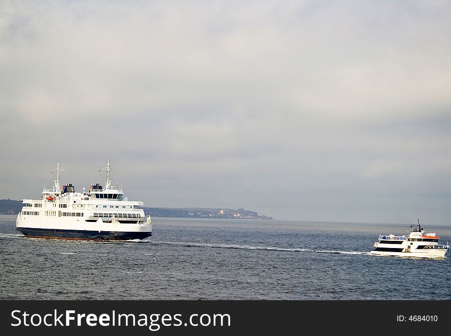 Ferry boats at Nordic sea