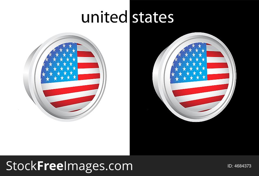 Illustration of button with USA flag