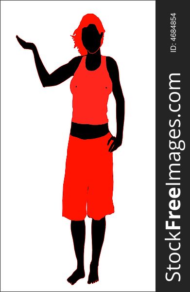 Silhouette of the girl in surf  shorts