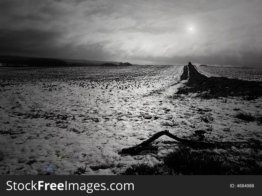 A cold winters evening in a field. A cold winters evening in a field