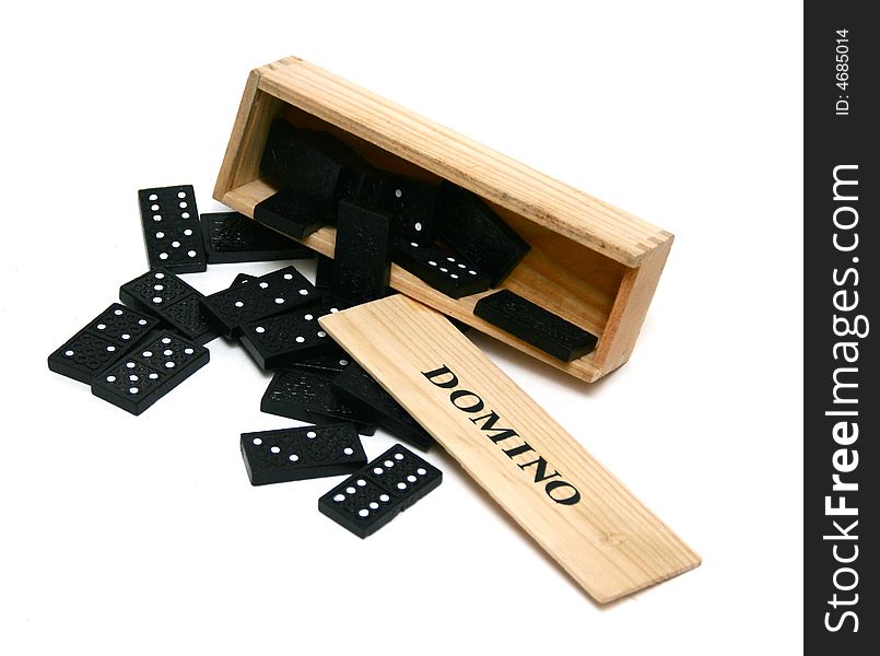 A box with a set of domino. A box with a set of domino