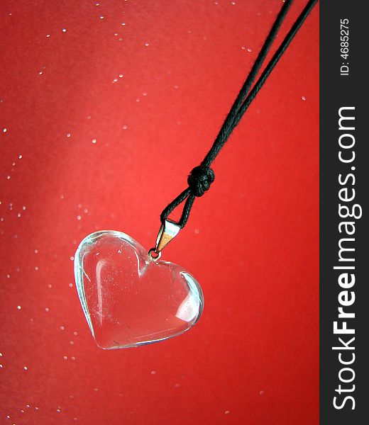 Necklace heart of quartz stone. Necklace heart of quartz stone
