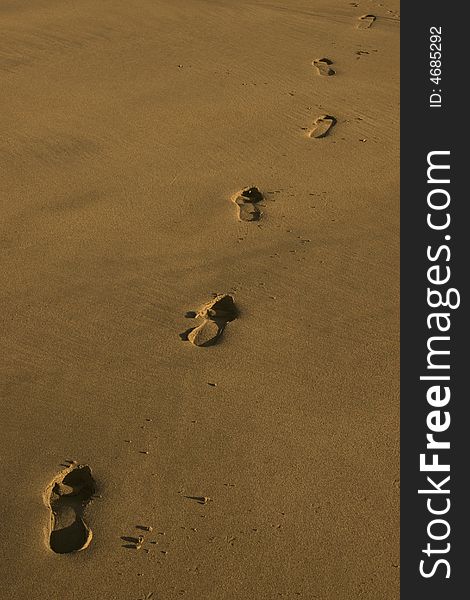 Footprint tracks on a beach in ireland. Footprint tracks on a beach in ireland