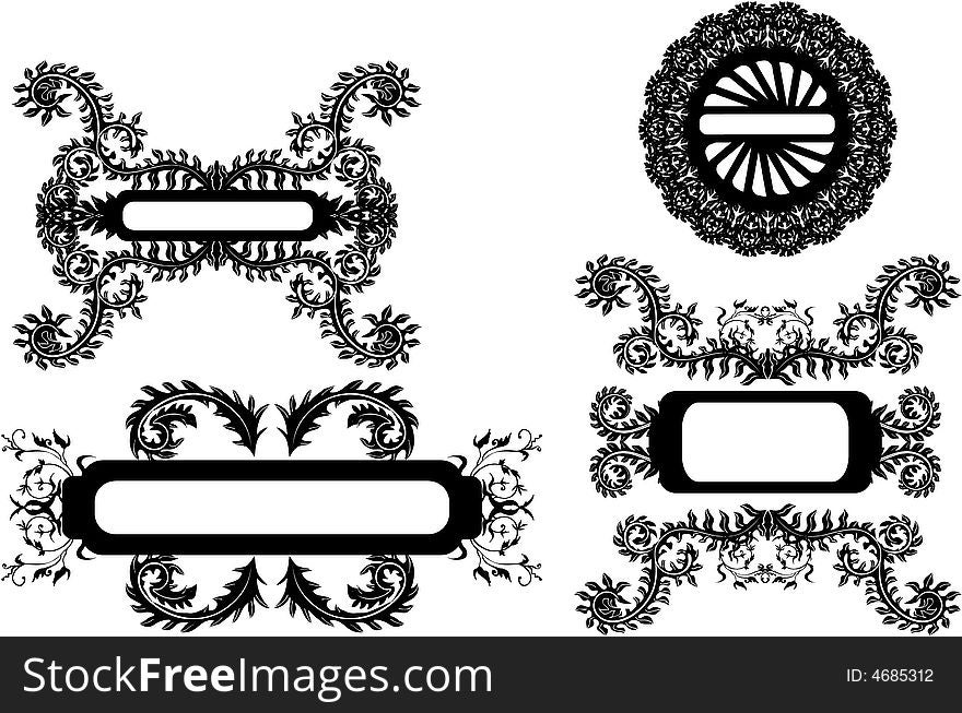 A series of floral frames design elements