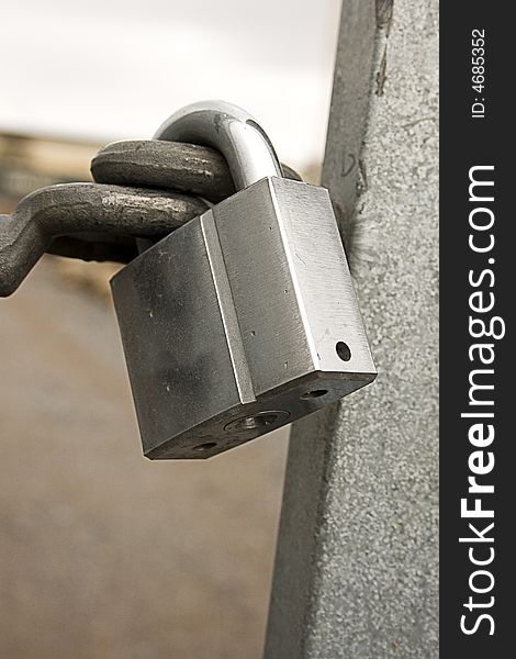 A picture of a Locked metallic Padlock