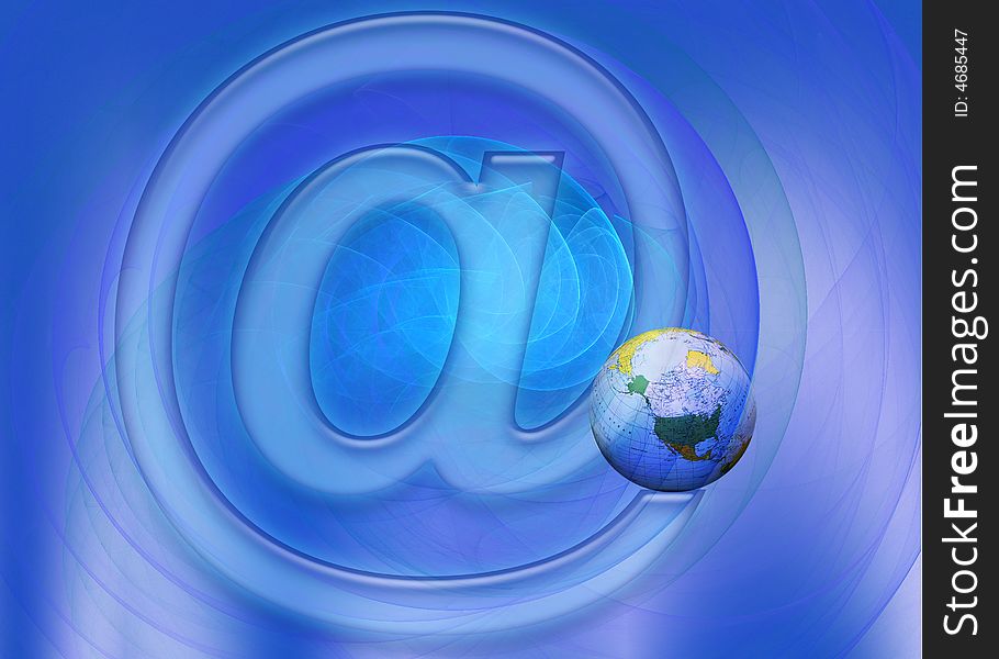 This design has a beautiful abstract background with soft, transparent layers. The @-sign holds the globe/world, being symbolic for World wide internet connections. This design has a beautiful abstract background with soft, transparent layers. The @-sign holds the globe/world, being symbolic for World wide internet connections.