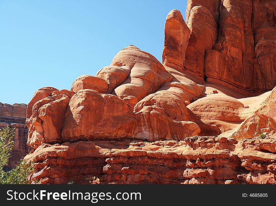 View of stone lion foot in Arches National Park, Utah, USA