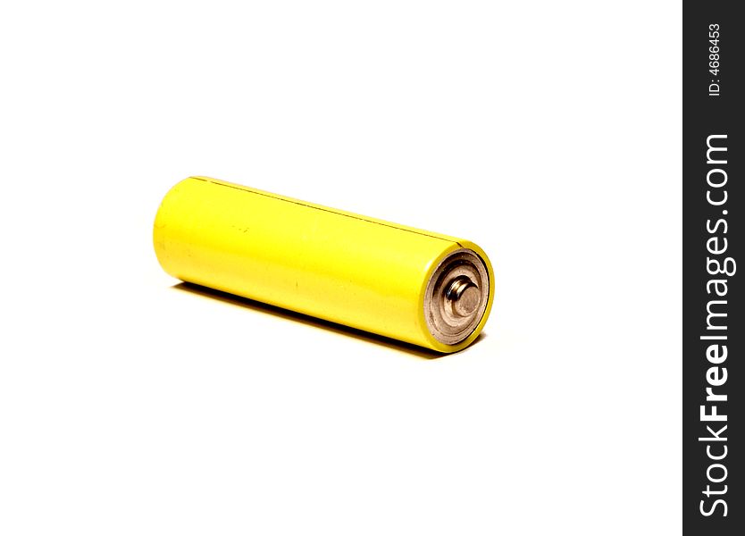 Yellow battery on white background