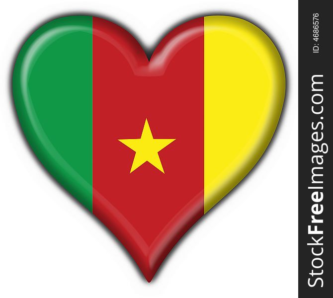 Cameroon american button heart flag