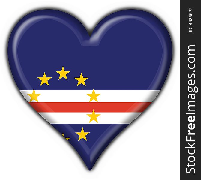 Cabo Verde Button Flag Heart Shape