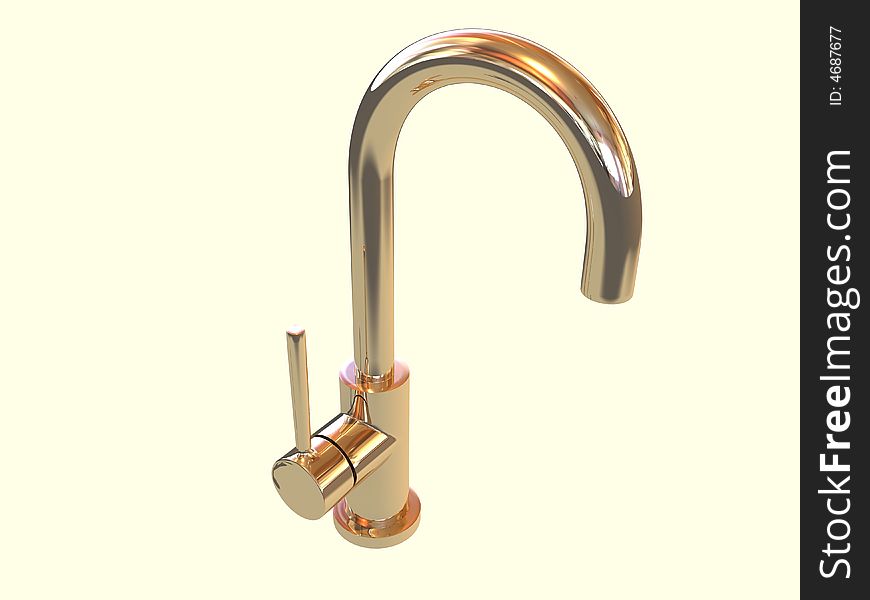 Isolated golden tap with yellow background