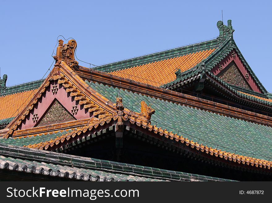 Chinese dragon on roof in beijing beihai park