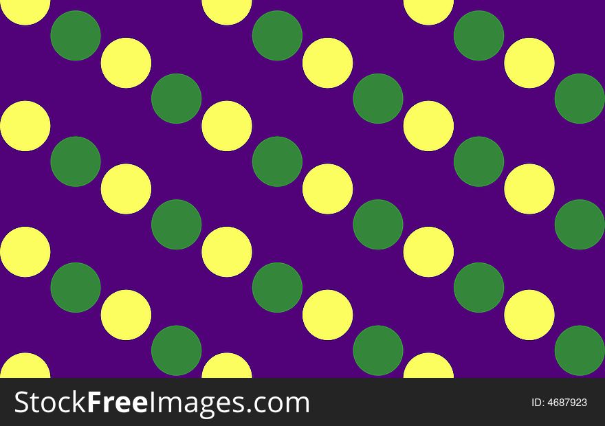 Green & yellow Polka dot pattern on violet back round. Green & yellow Polka dot pattern on violet back round.