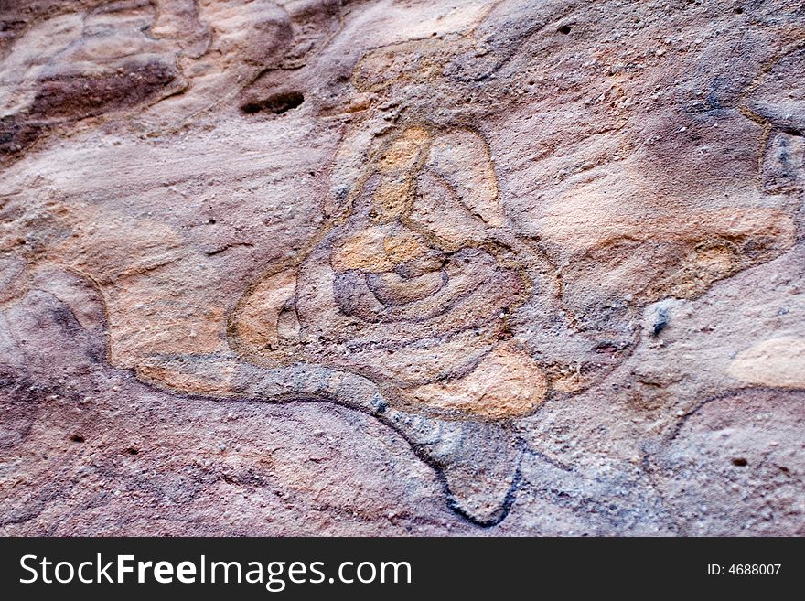 Pictures on stones made by the nature. A color canyon. Egypt