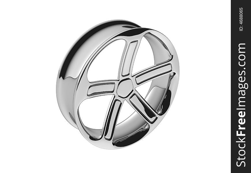 Isolated 3D Wheel polished with white background