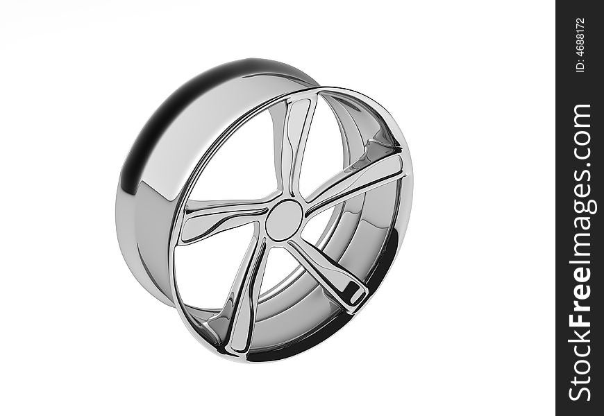 Isolated 3D Wheel polished with white background