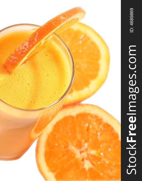 Orange juice on a withe background.