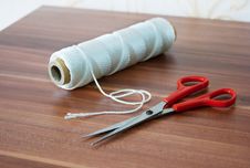 Spool Of Thread With Scissors Stock Images Spool Of Thread With Scissors Stock Images