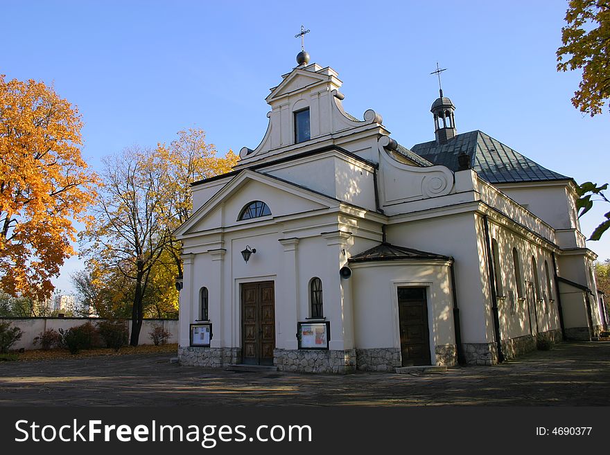 Small church in Warsaw, Poland.