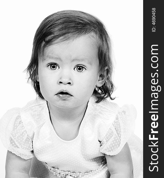 Little baby girl in black and white at 18 months. Little baby girl in black and white at 18 months