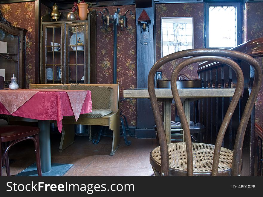 Interior of old restaurant in Aachen, Germany