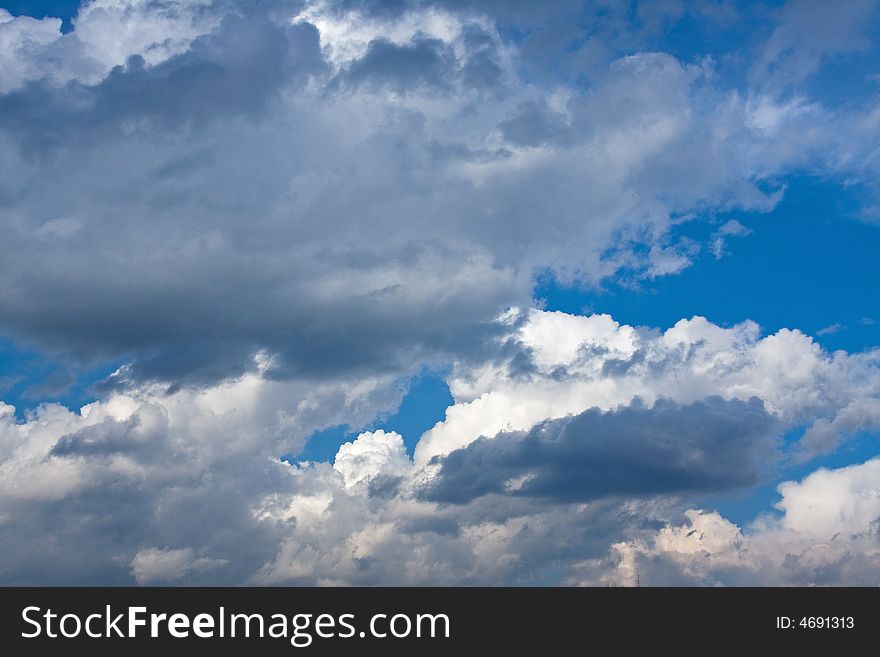 Blue and stormy sky full of different clouds. Blue and stormy sky full of different clouds