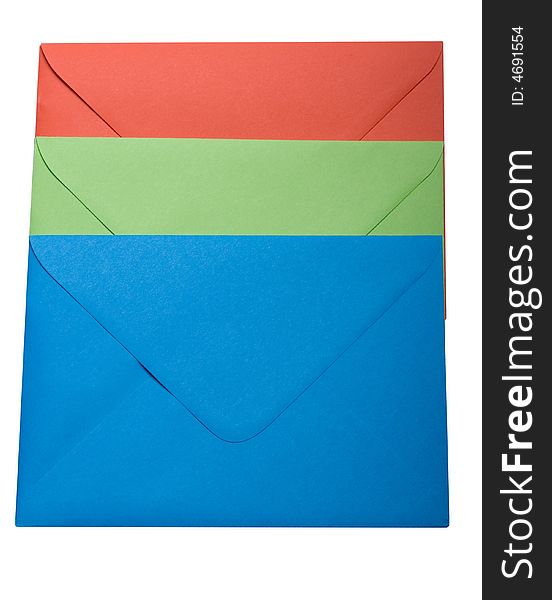 Three envelopes isolated on white background