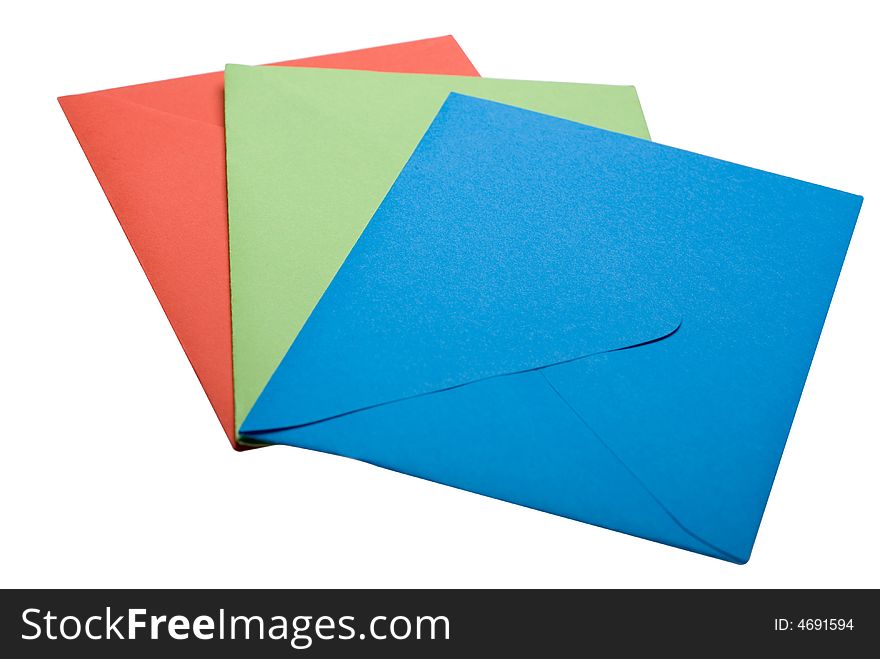 Three envelopes isolated on white background