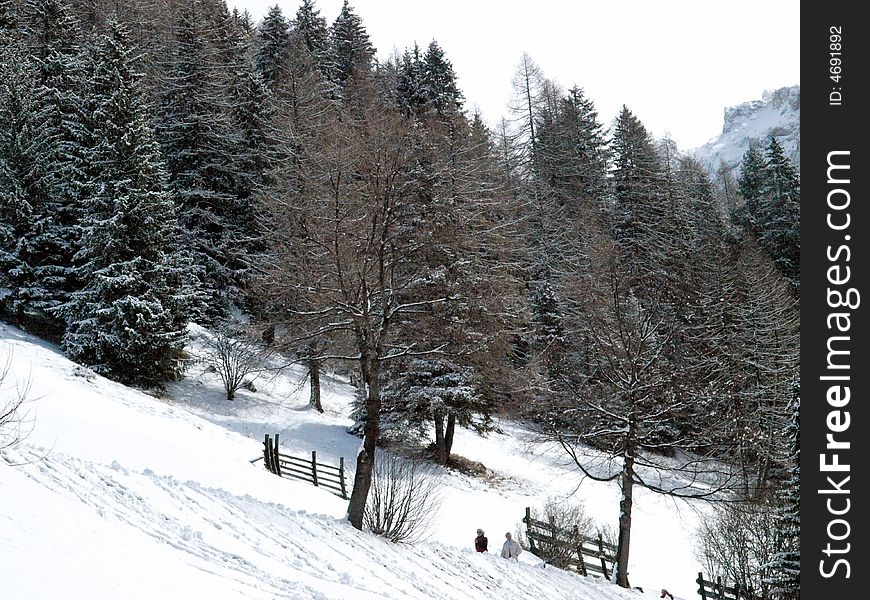 Beautiful scenery of mountain in winter