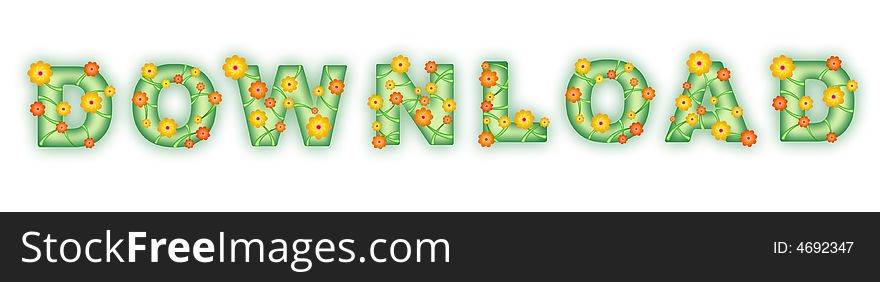 Floral text. Download. Spring text. Many flowers on letters.